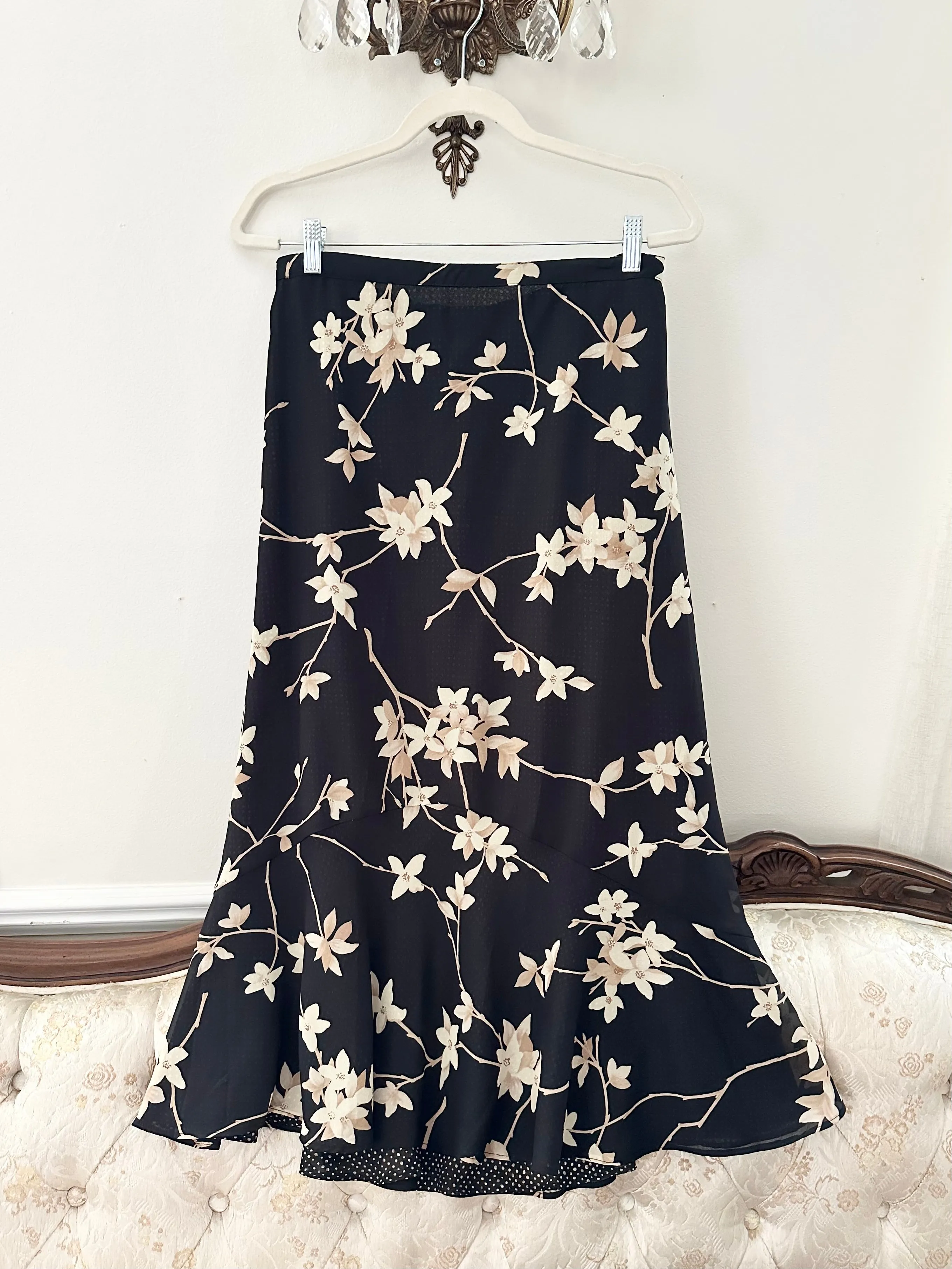 Vintage Floral 90s Midi Skirt (M, 30”)