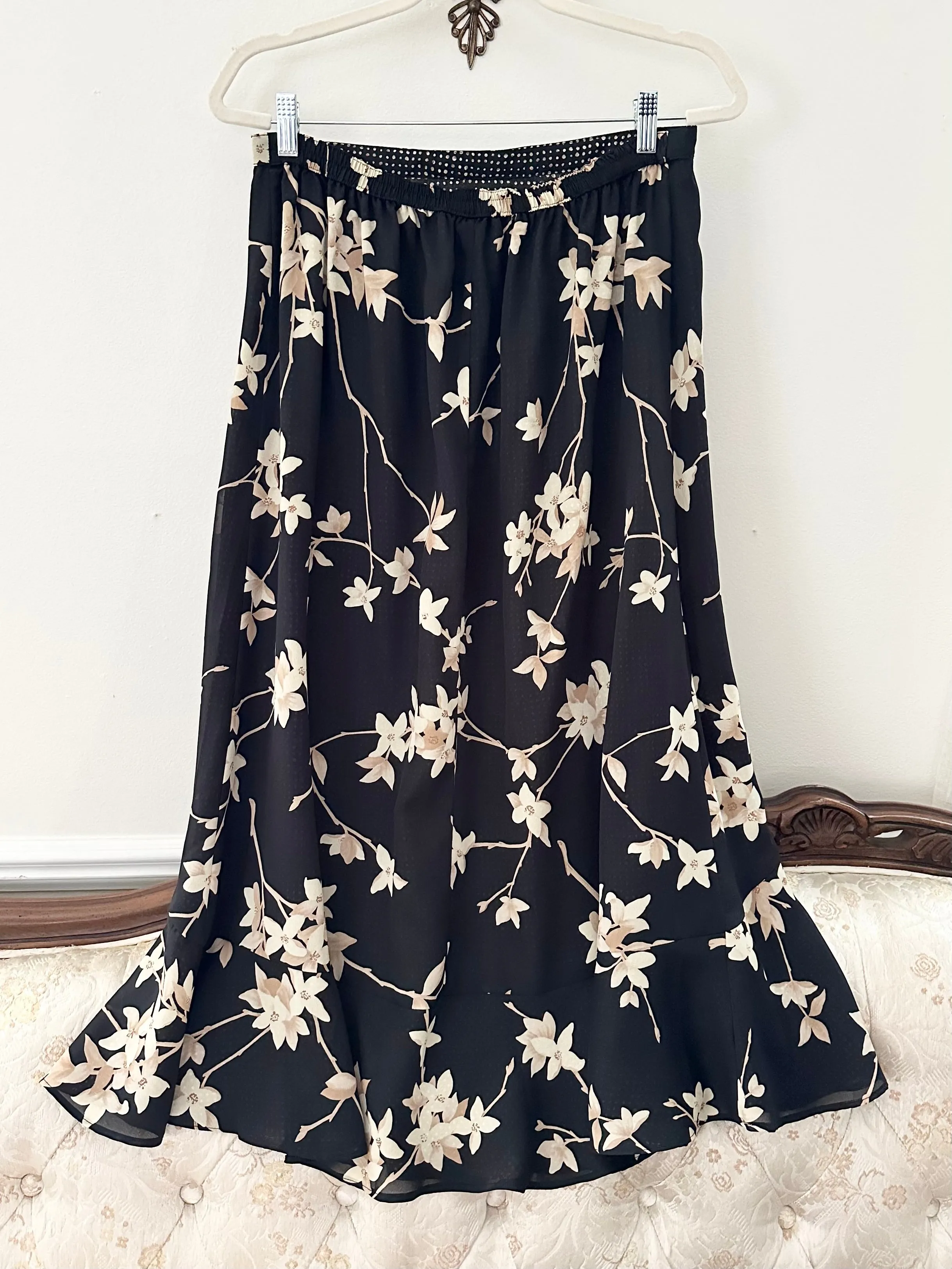Vintage Floral 90s Midi Skirt (M, 30”)