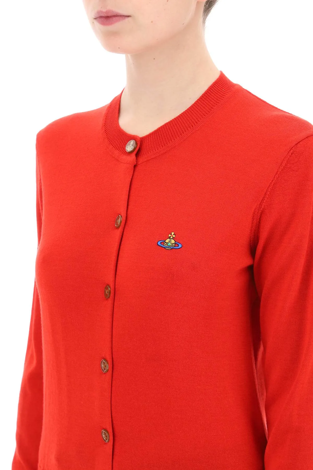 Vivienne Westwood Bea Cardigan With Embroidered Logo Red