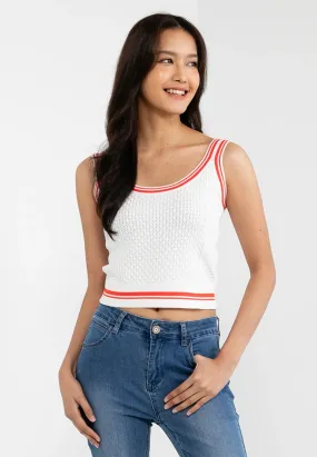 VOIR JEANS Sleeveless Striped Knit Top