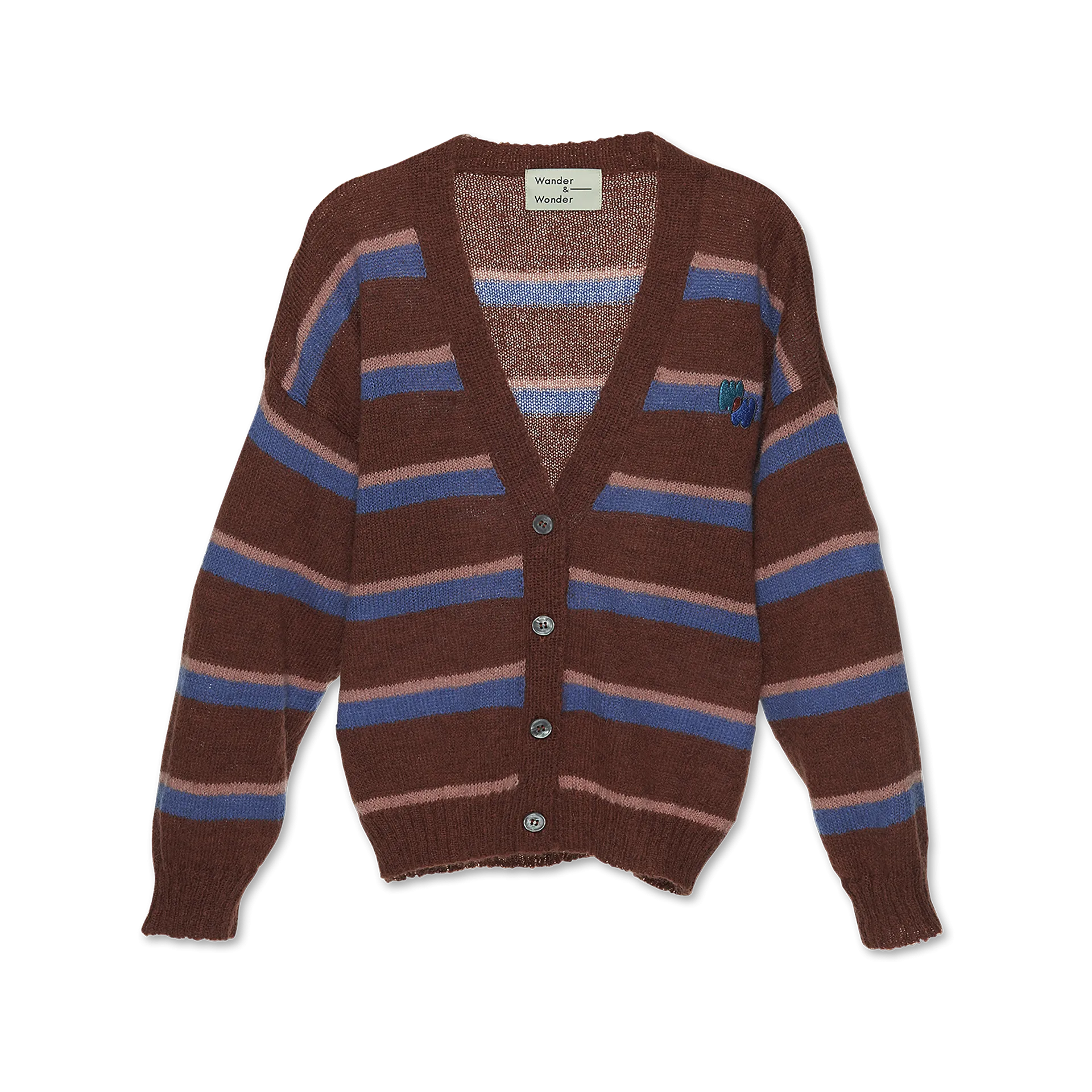 Wander & Wonder Pecan V Neck Logo Cardigan