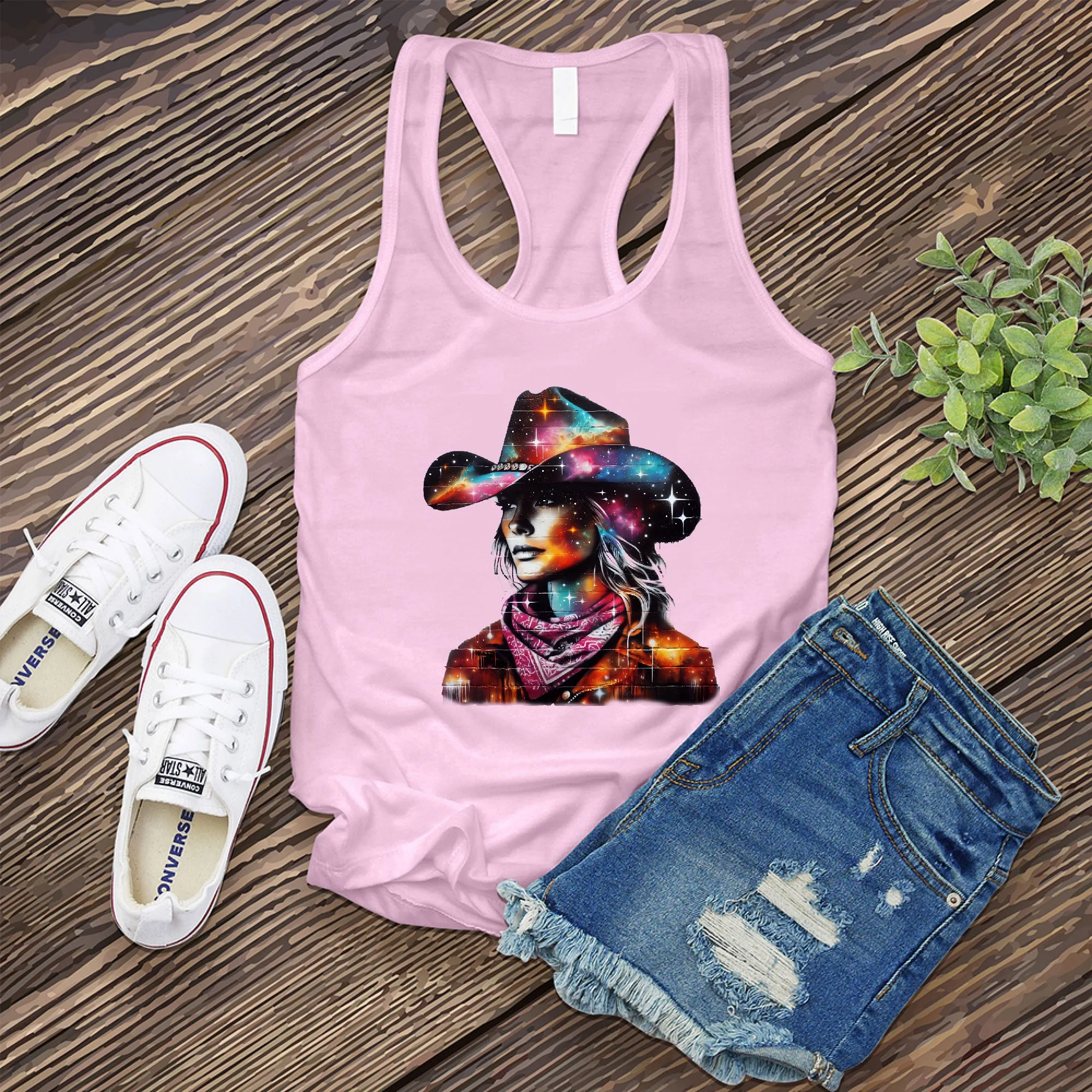 Whimsical Cosmic Cowgirl Women's Tank Top