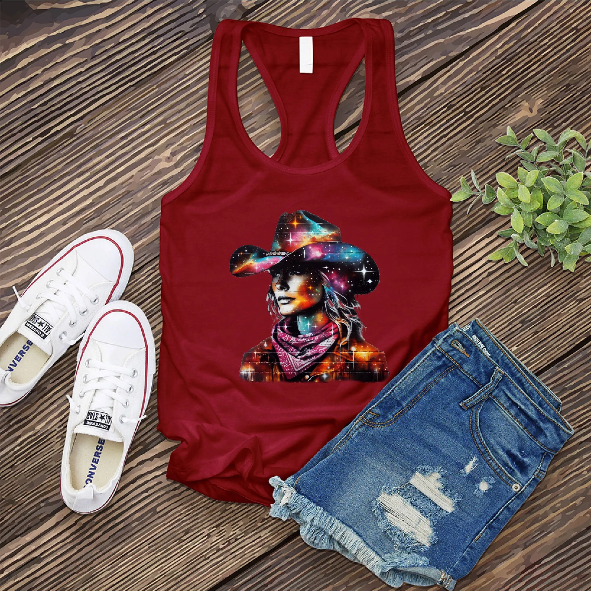 Whimsical Cosmic Cowgirl Women's Tank Top
