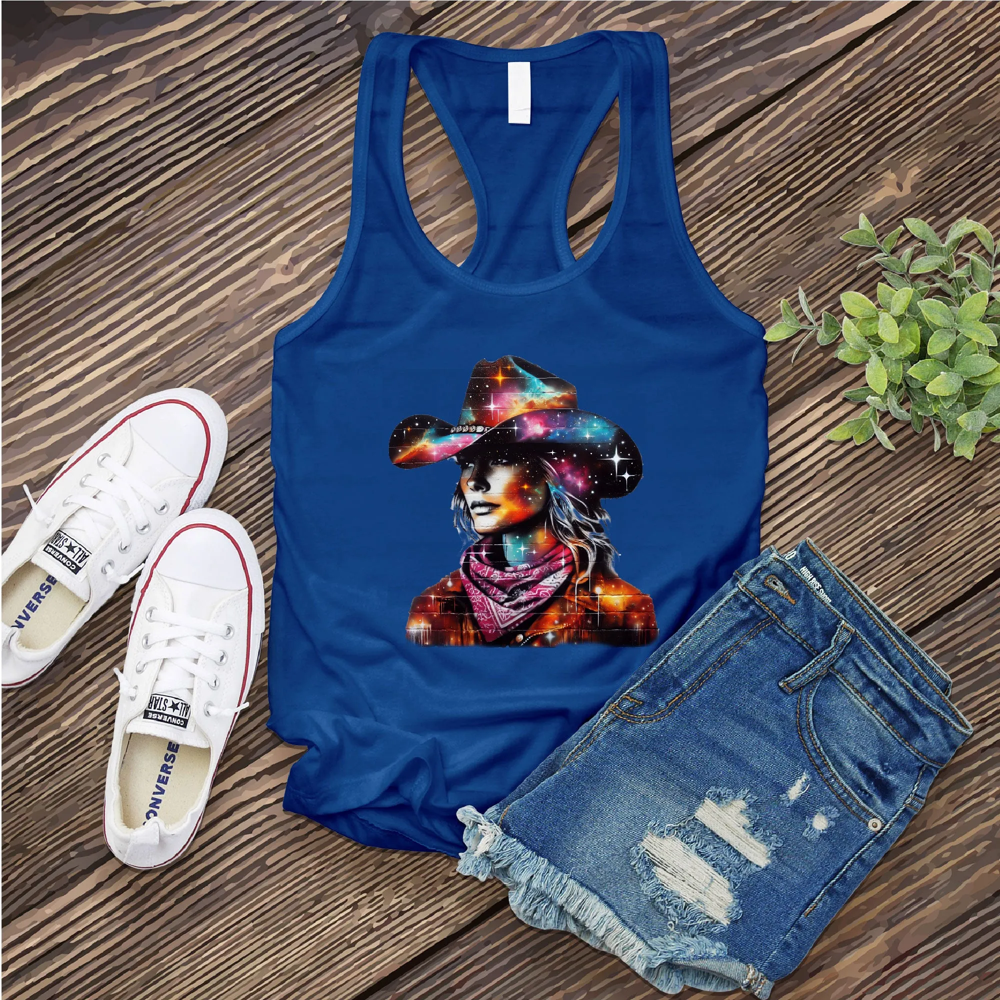 Whimsical Cosmic Cowgirl Women's Tank Top