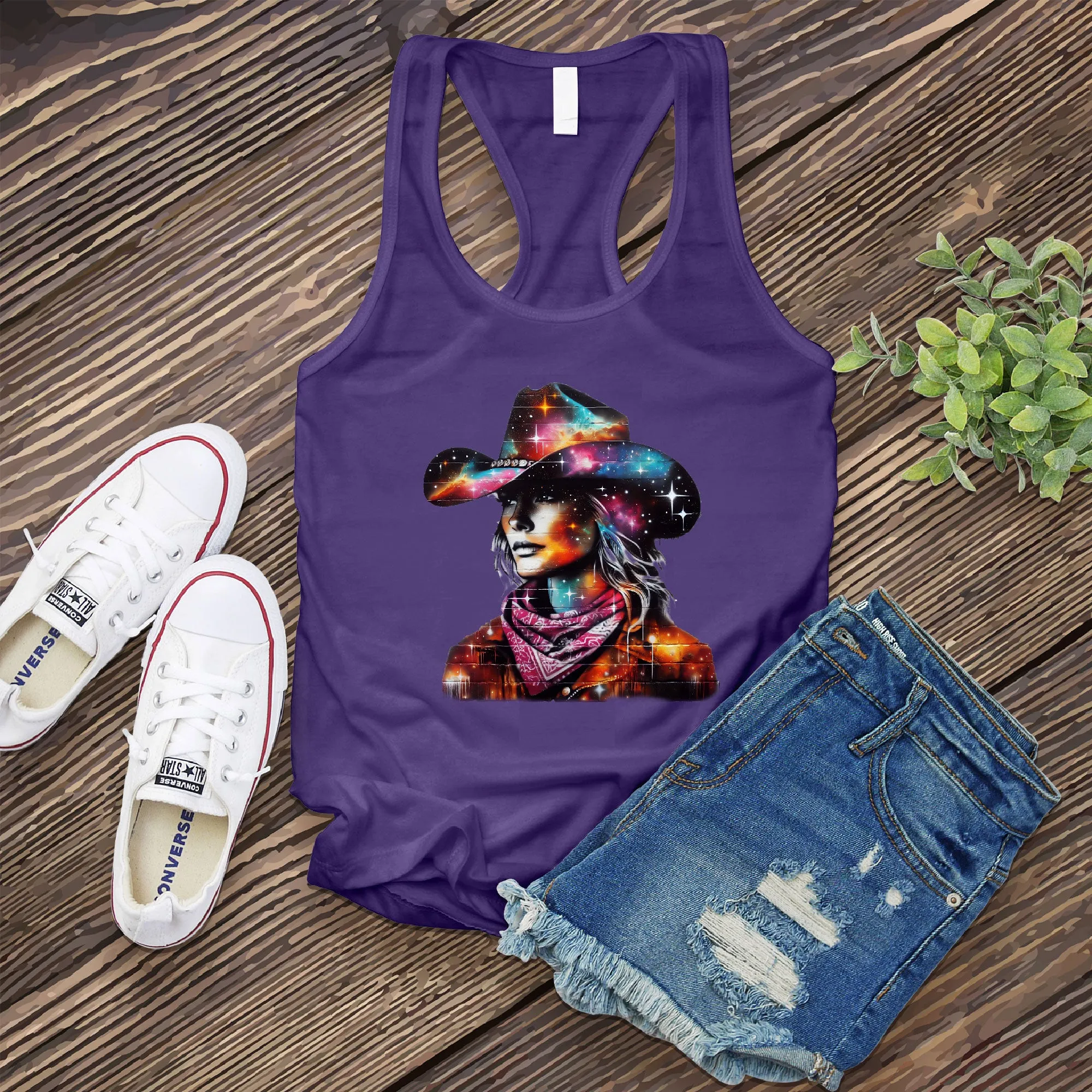 Whimsical Cosmic Cowgirl Women's Tank Top