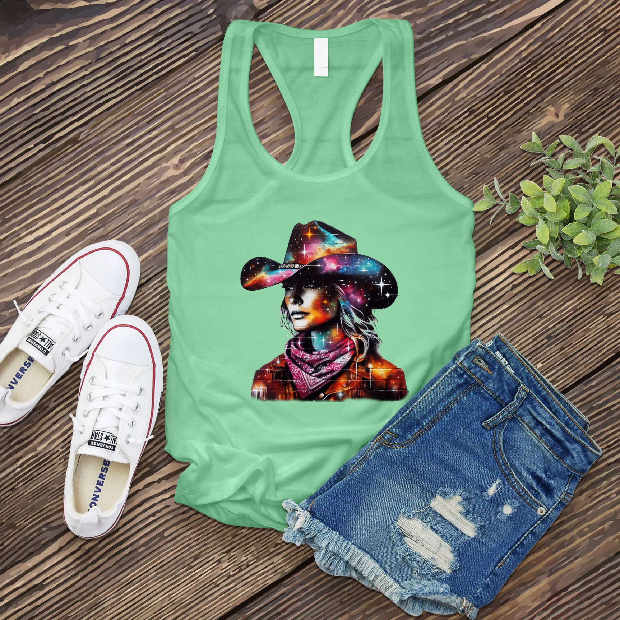Whimsical Cosmic Cowgirl Women's Tank Top