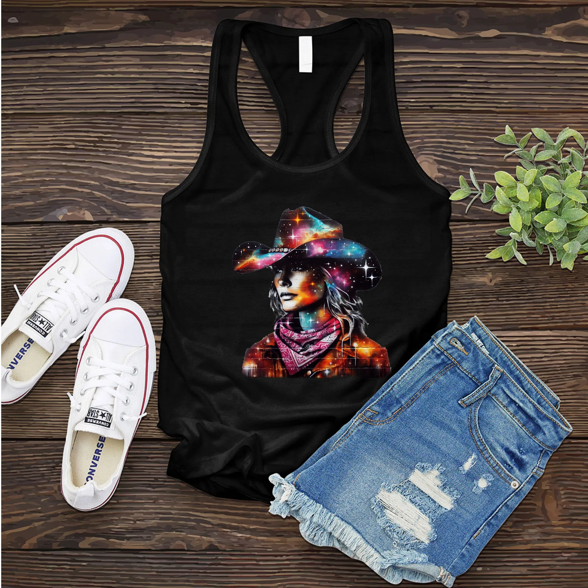 Whimsical Cosmic Cowgirl Women's Tank Top