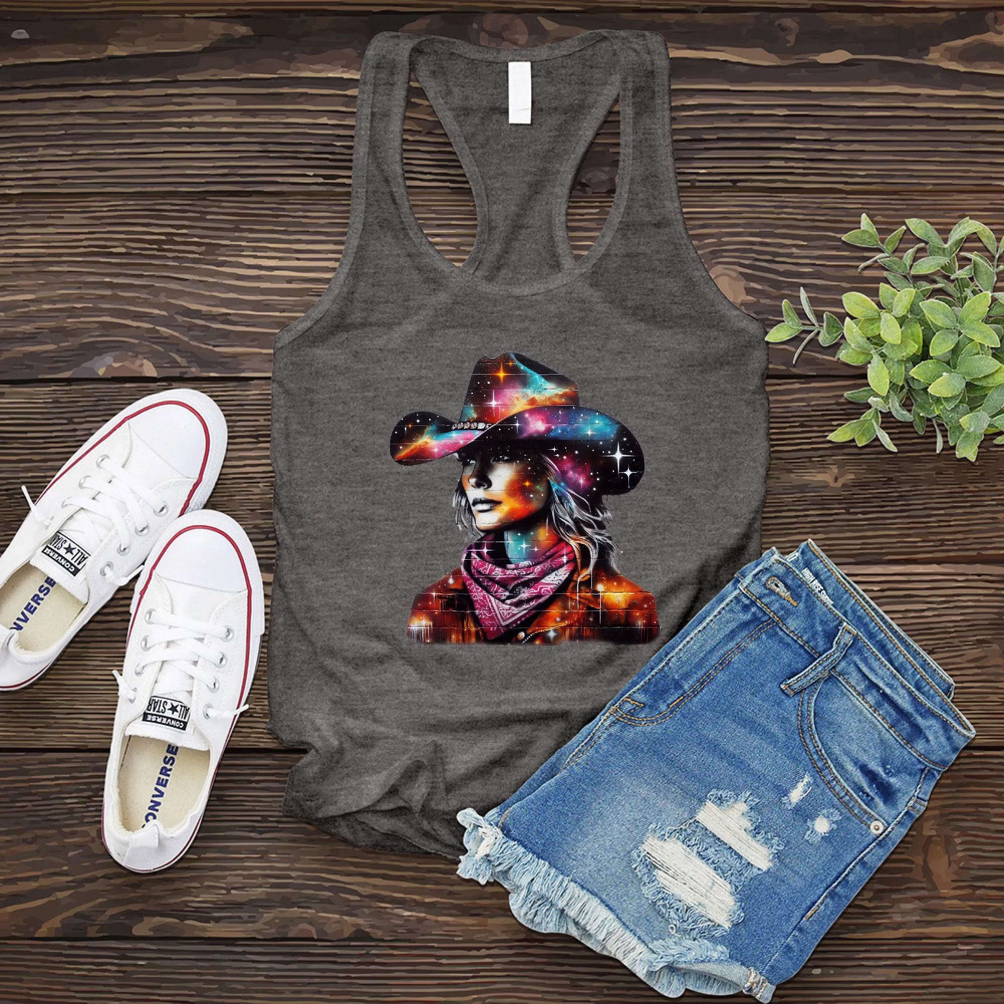 Whimsical Cosmic Cowgirl Women's Tank Top