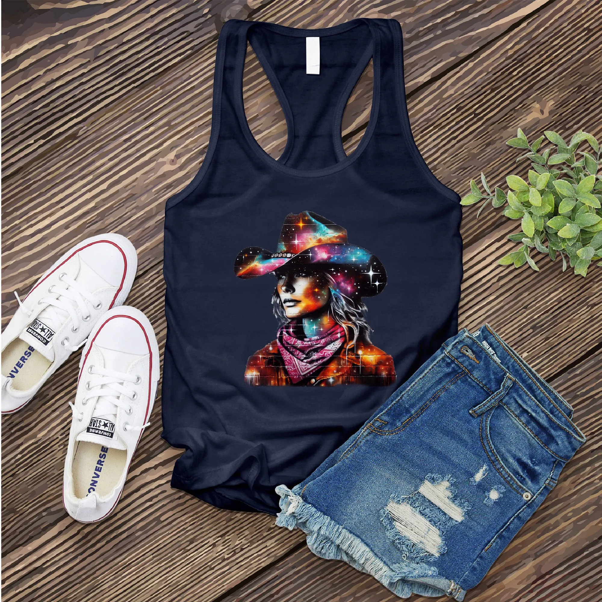 Whimsical Cosmic Cowgirl Women's Tank Top