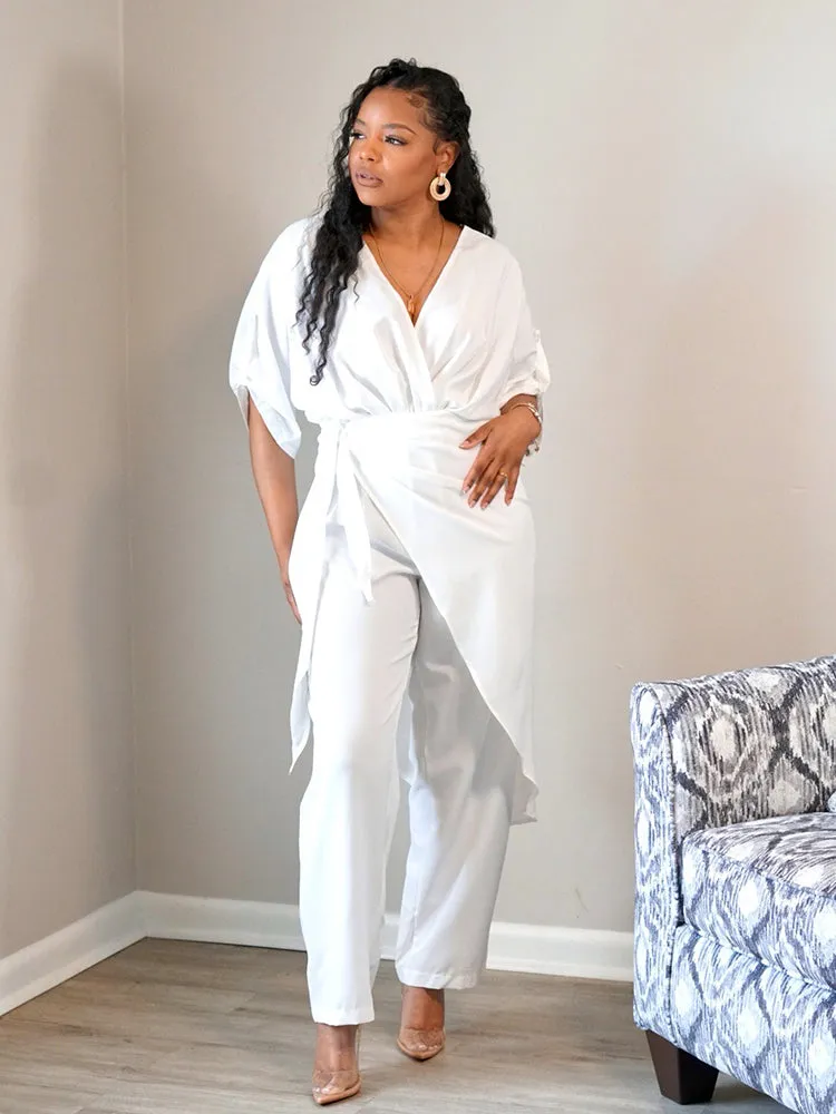 White Bat Sleeve Jumpsuit