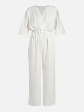 White Bat Sleeve Jumpsuit