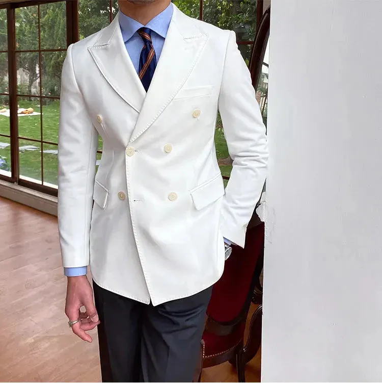 White Double Breasted Blazer by Italian Vega®