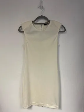 White mini bodycon dress with shoulder pads, Miss Selfridge, Size 8 (Elastane, Polyester)