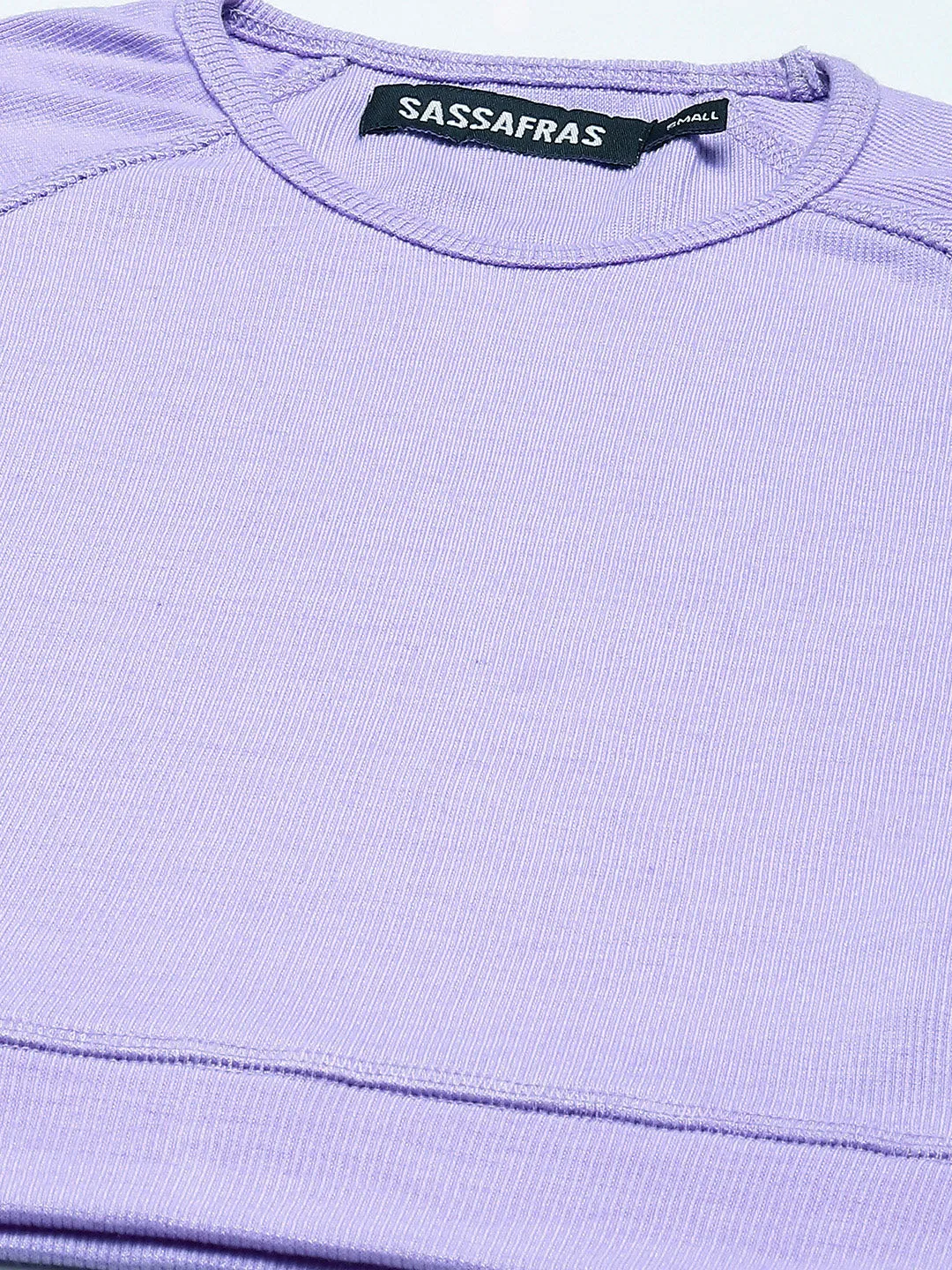 Women Lavender Rib Active Crop Top With Bootleg Pants