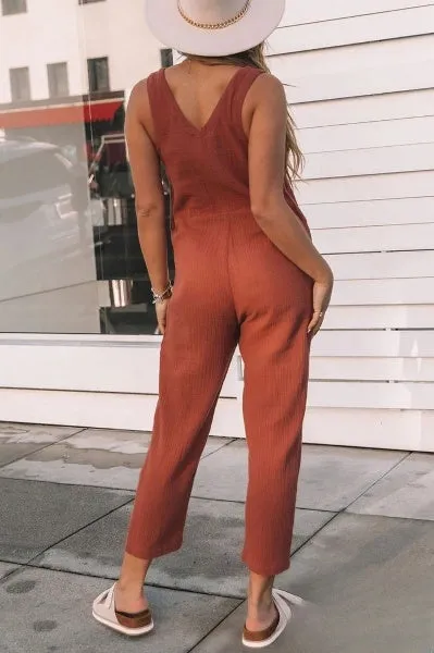 Women’s Chic Sleeveless Jumpsuit with Pockets | Ideal for Spring/Summer