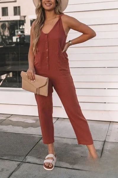 Women’s Chic Sleeveless Jumpsuit with Pockets | Ideal for Spring/Summer