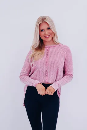Wrenley Waffle Knit Top - Rose