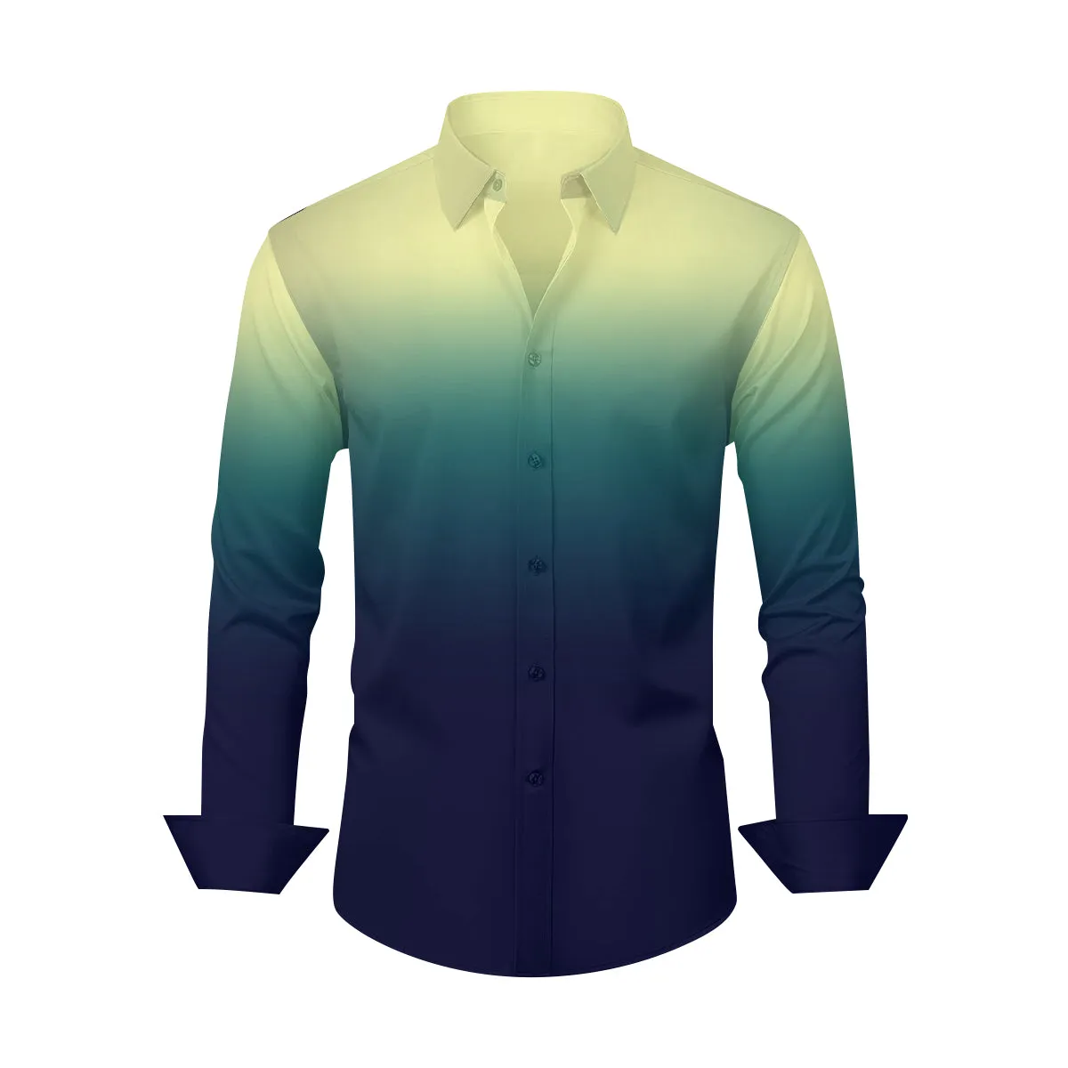 Yellow Blue Ombre Shirt Men, Men's Ombre Shirt, Unique Shirt Men, Artistic Shirt Men, Navy Blue Shirt Men, Blue Yellow Dress Shirt Men