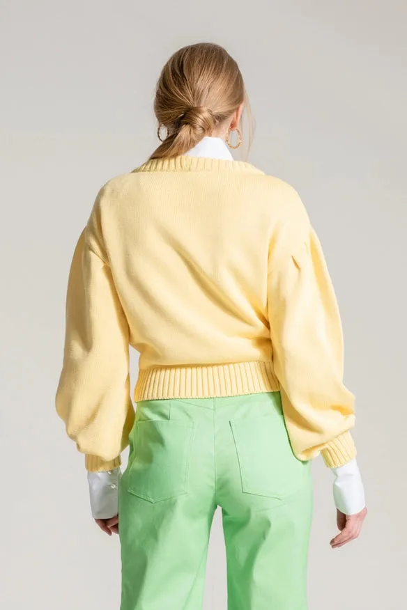 Yellow Cardigan With Jewel Buttons