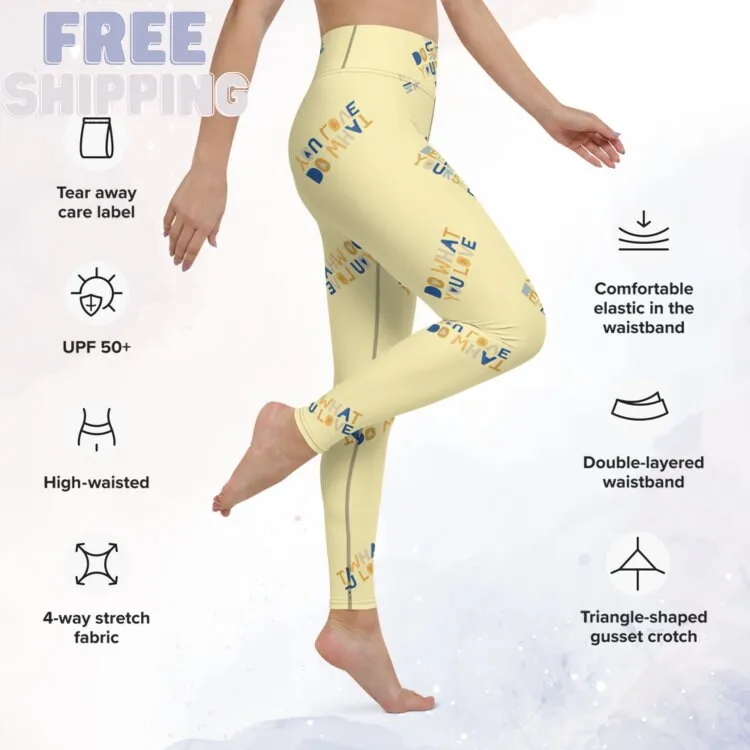Yellow Inspirational Comfy High Waist Leggings