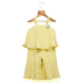 Yellow Striped Cape Style Jumpsuit