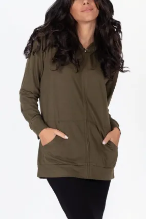 ZIP-UP CARDIGAN (OLIVE)