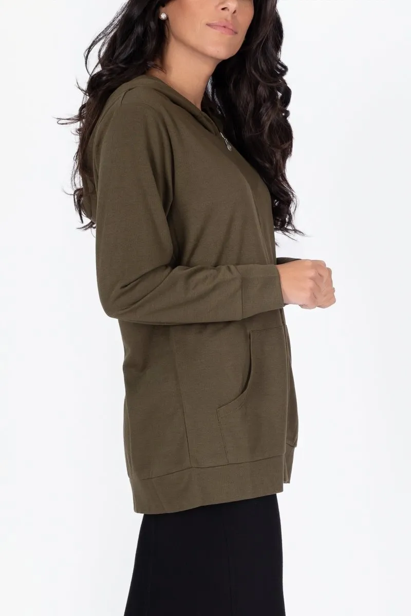 ZIP-UP CARDIGAN (OLIVE)